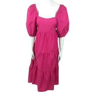 Minkpink Yasamin Tiered Midi Dress NEW Womens Small Barbiecore Revolve Pink